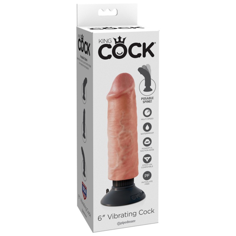 King Cock 6 inch Vibrating Dildo - Flesh